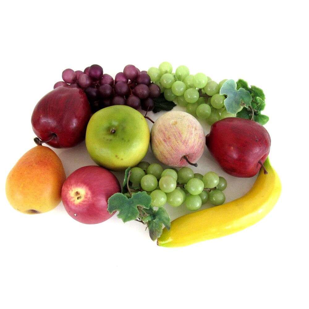 Lot of 10 Assorted Artificial Fruit Plastic Colorful Home Decor Apples Grapes